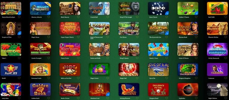 Eine Auswahl an Casino Spielen im Internet